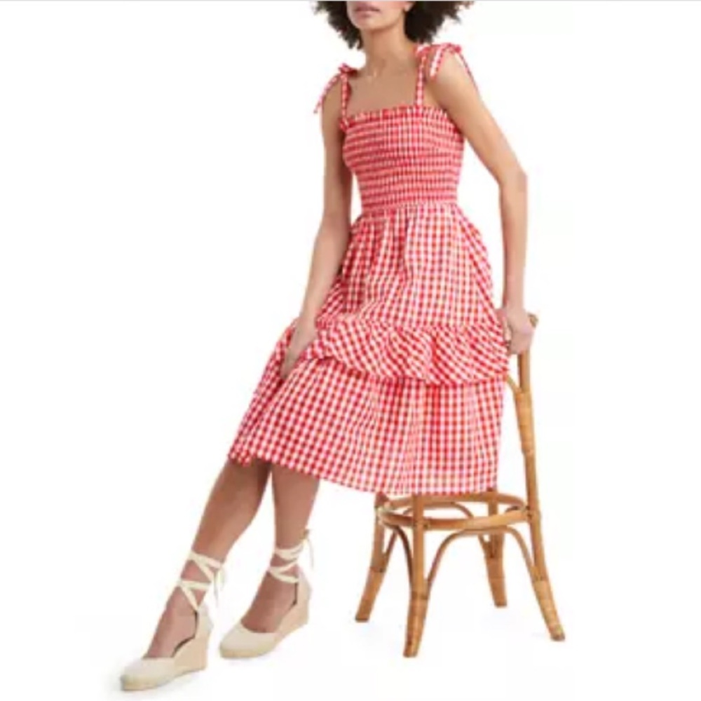 Smocked Pink Gingham Coastal Cowgirl Dress Draper James Sz Medium EUC - Picture 4 of 14